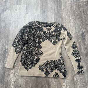 ETRO Wool Oatmeal and Black Geometric Sweater 44